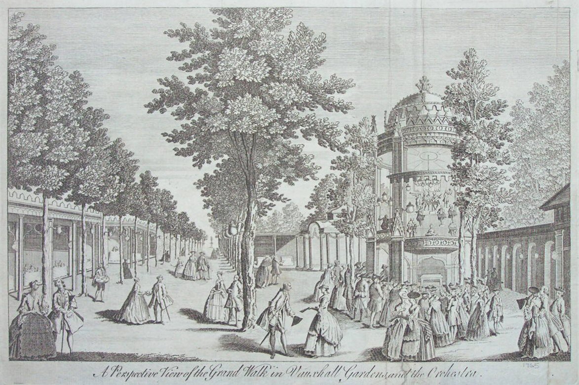 Print - A Perspective View of the Grand Walk in Vauxhall Gardens and the Orchestra.